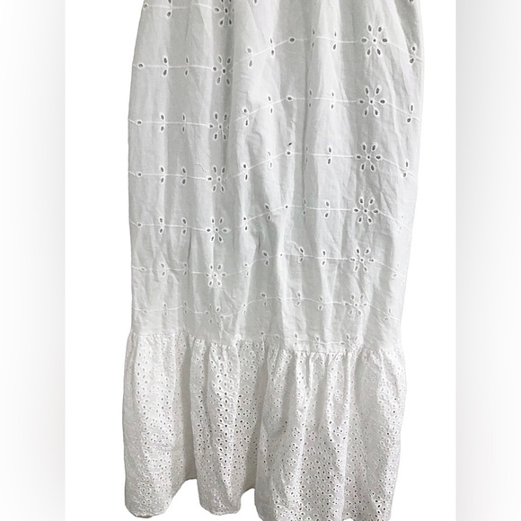 White eyelet lace tiered ruffle front tiered prairie style dress size medium new - Picture 10 of 15